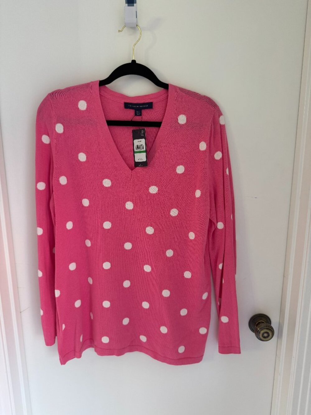 Tommy Hilfiger Pink Polka Dot Sweater, NWT, size L
